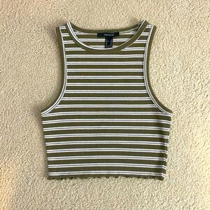 XS / Olive Green & White / Crop Top